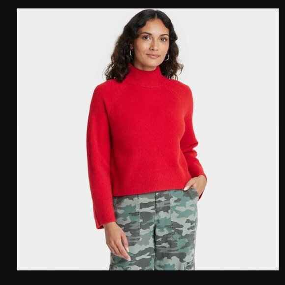 NWT Universal Thread Cozy Mock Turtleneck Sweater - Red - Medium - Picture 1 of 8